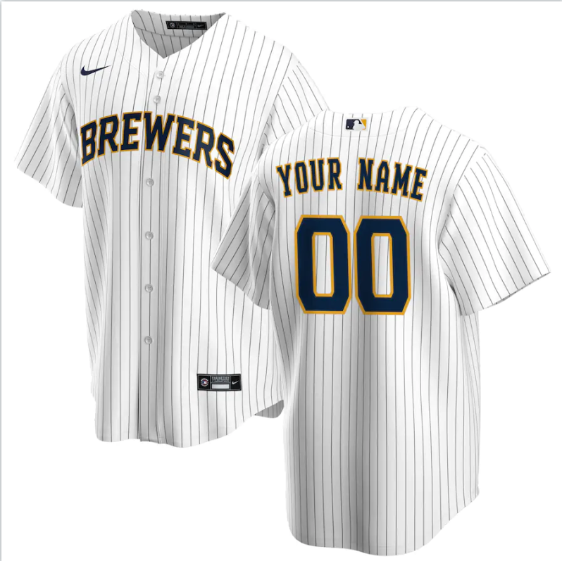 Men's Milwaukee Brewers Active Player Custom White Base Stitched Jersey